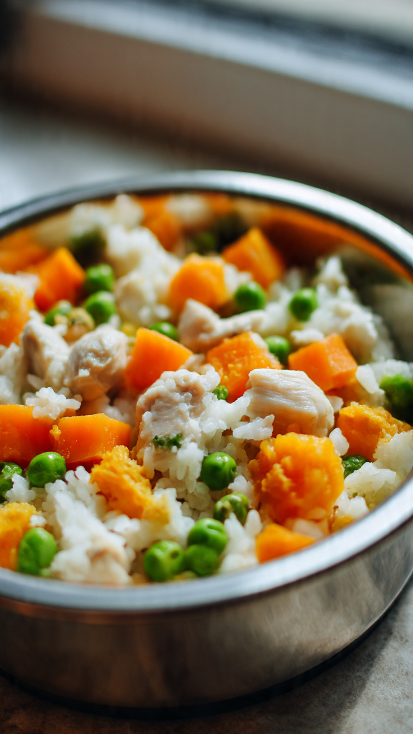Homemade Dog Food Recipe: Chicken & Rice with Carrots, Peas & Pumpkin